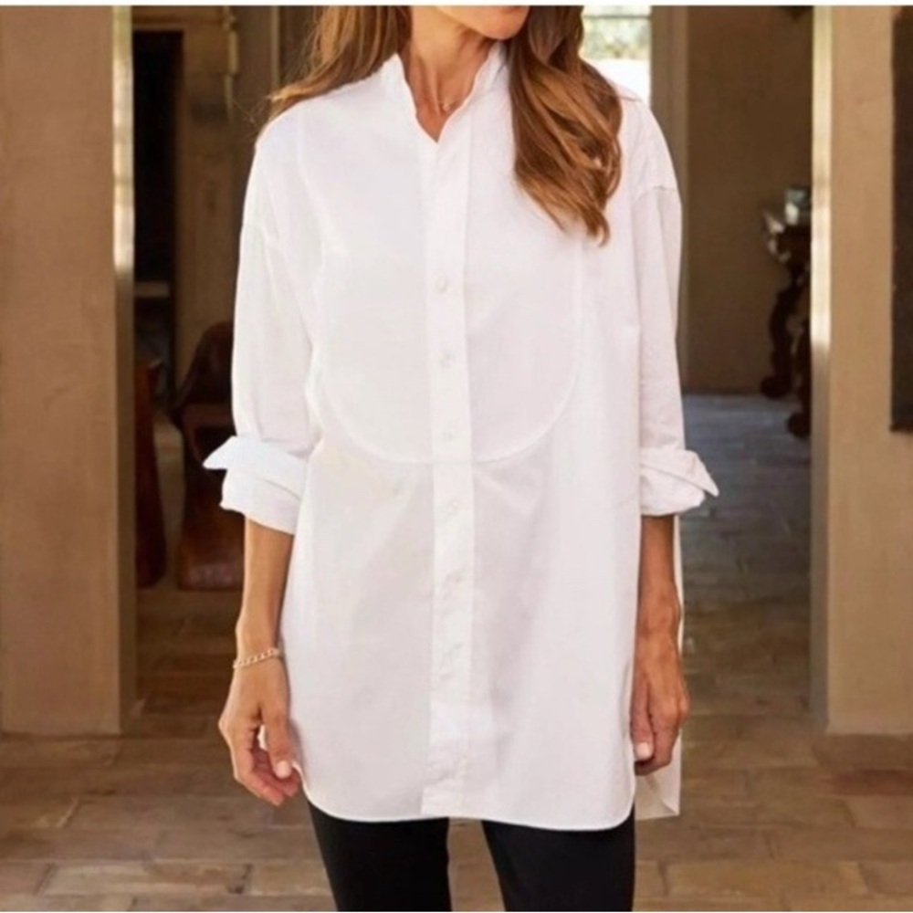Frank & Eileen Victoria Italian Tuxedo Shirt. Crisp white. Size Small. Oversized